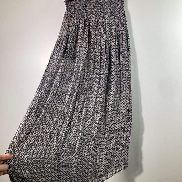 Womens Chan Luu Boho Maxi Skirt Smocked Elastic Waist Draw String Gray Blue Whit - Picture 6 of 11